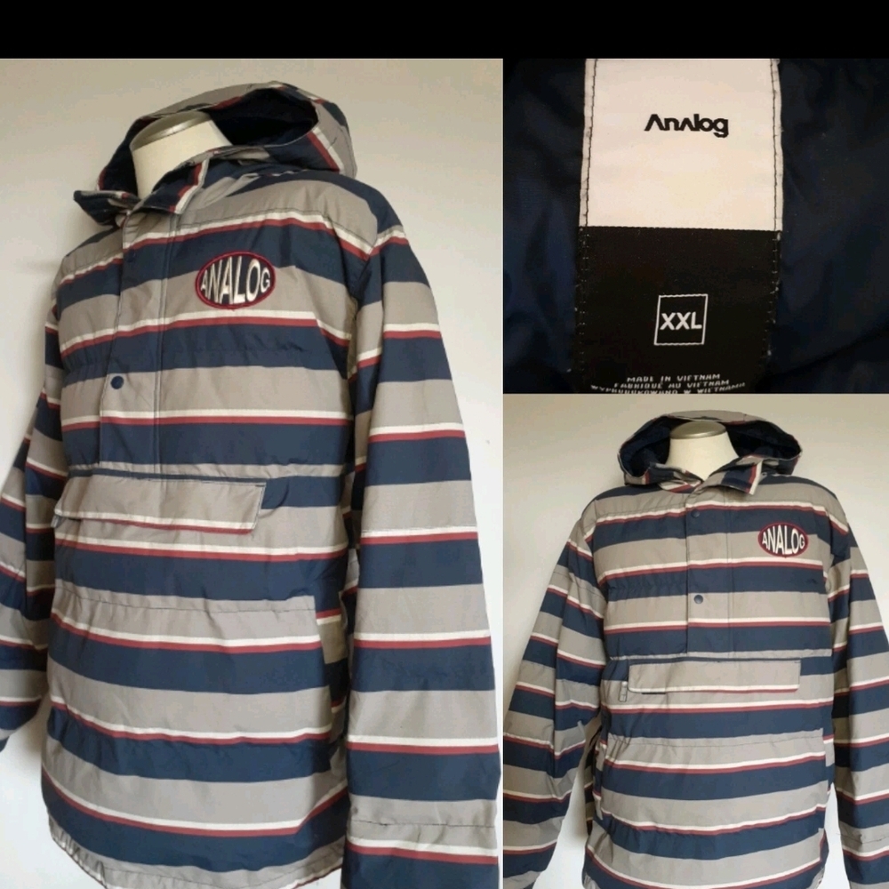 Analog X Burton XXL Striped Hooded Snowboard Jacket